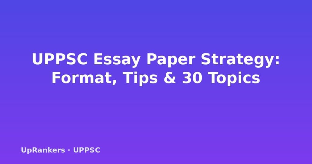 UPPSC PCS Mains Essay Paper Strategy, UPPSC essay topics, UPPSC essay model answers, UPPSC Mains essay writing tips, UPPSC essay paper format, UPPSC essay practice questions, UPPSC Mains 2026 essay preparation, UPPSC essay 150 marks