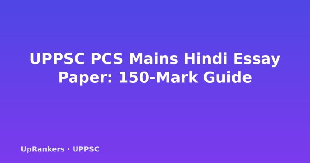 UPPSC PCS Mains Hindi Essay Paper 2025, UPPSC nibandh paper, essay writing strategy Hindi, UPPSC essay sections A B C, Hindi essay template UPPSC, UP-specific essay examples