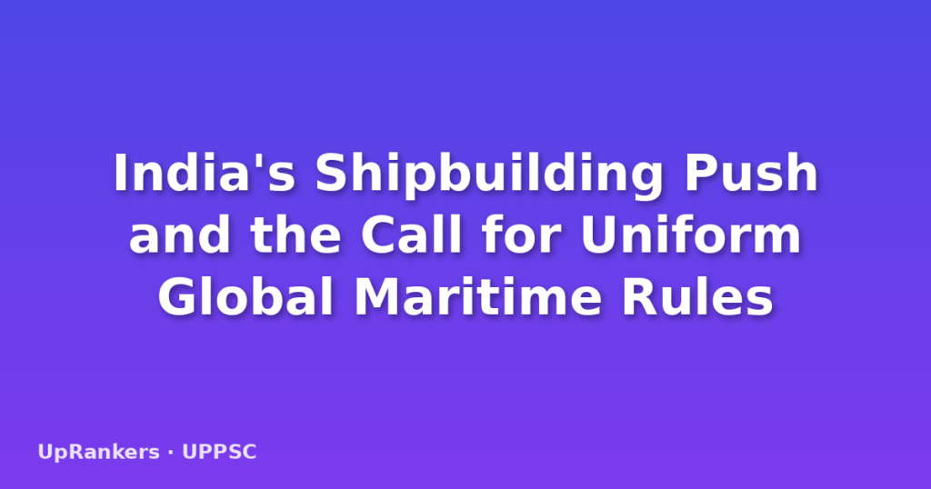 India's Shipbuilding Push and the Call for Uniform Global Maritime Rules