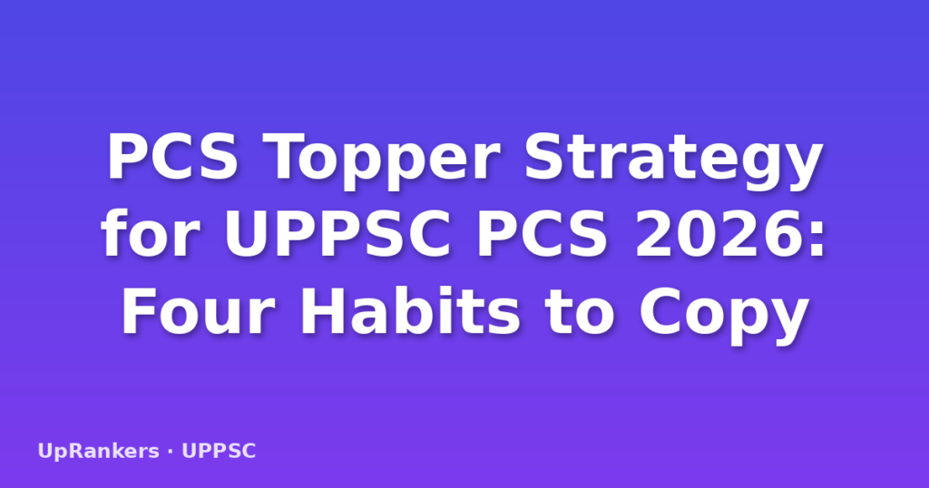 PCS Topper Strategy for UPPSC PCS 2026: Four Habits to Copy