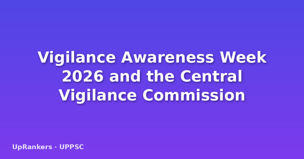 Vigilance Awareness Week 2026 and the Central Vigilance Commission